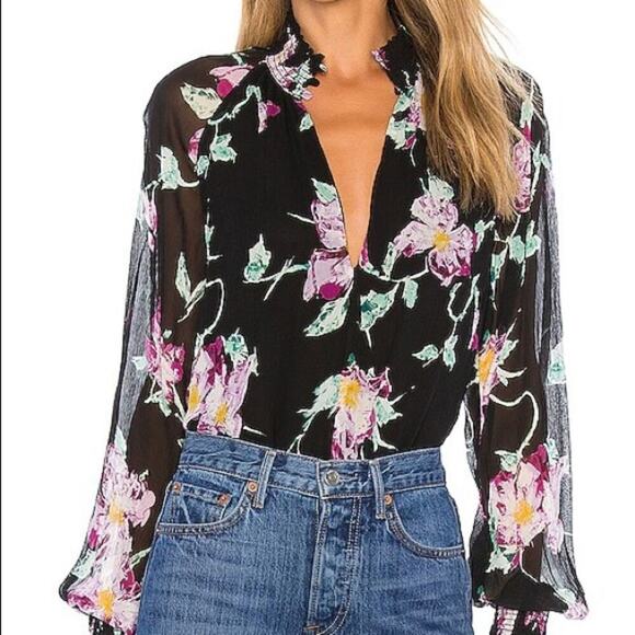 A.L.C .Black & Purple mockneck Venetia Top SZ 6 - Picture 10 of 11